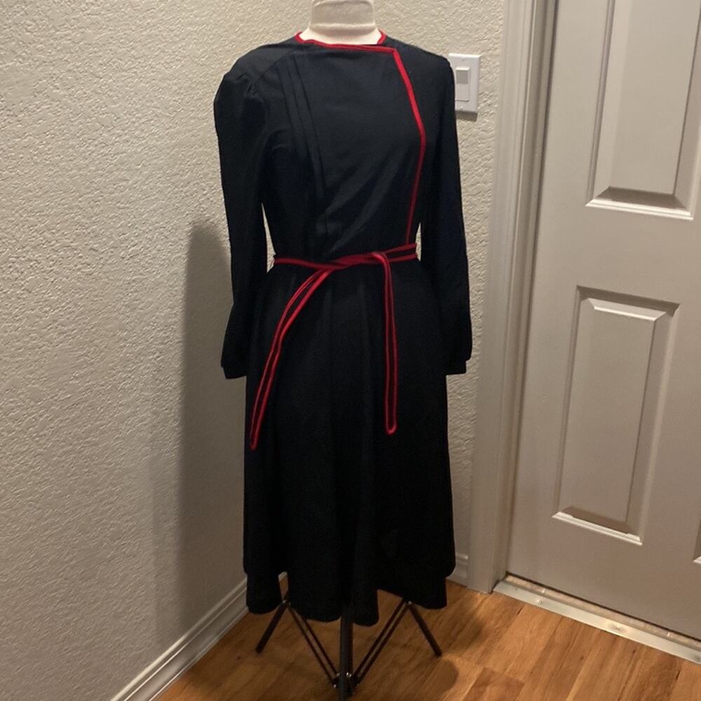 Butte Vintage Midi Dress Long Sleeve Asymmetrical Snap Closure EUC Sz Lg Belted